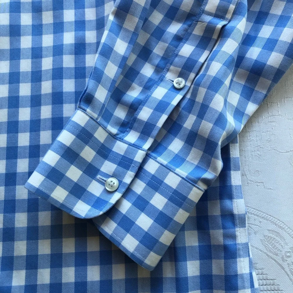 Nordstrom Wrinkle-Free Blue/White Checkered Button-Up Shirt Men’s Size 16.5 34